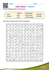 Word Search with letter e